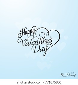Happy Valentines Day card, typography poster with modern calligraphy. Retro vintage style. Vector Illustration