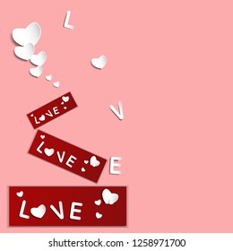 Happy Valentines Day card vector illustration .paper heart.
