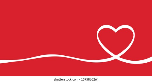 Happy Valentines Day card vector illustration background heart made of ribbon on red background love garland love icon