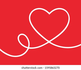 Happy Valentines Day card vector illustration background heart made of ribbon on red background love garland love icon