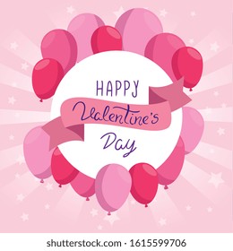 happy valentines day card vector illustration design