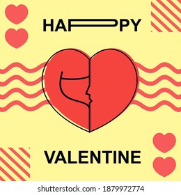 happy valentine's day card vector illustration template, great for posters, greeting cards, decorations, social media posts, digital cards, invitation cards,