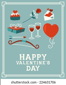 Happy Valentines Day card. Vector illustration.