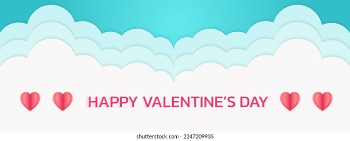 Happy Valentines Day Card Vector or Banner Design or Heart and Love