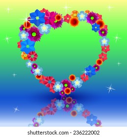 Happy Valentine's day card ,vector background bouquet of flowers in heart shape 