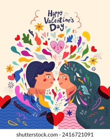Happy Valentine's Day card. Vector greeting illustration for Valentines Day	
