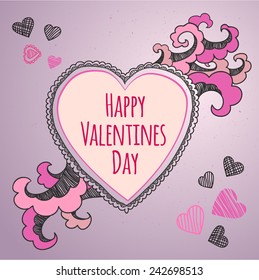 Happy Valentines Day card. Vector illustration