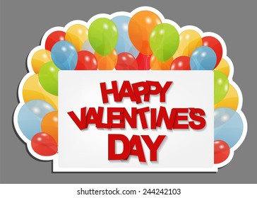 Happy Valentines Day Card. Vector Illustration 