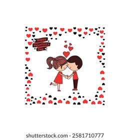 Happy Valentines Day card vector illustration