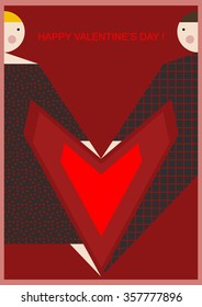 Happy valentines day card. Vector flat illustration.