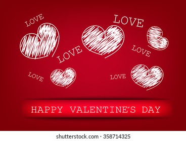 Happy Valentines Day Card. Vector Illustration 