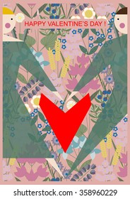 Happy valentine's day card. Vector flat illustration.