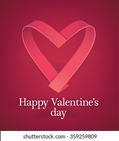 Happy Valentines Day card vector illustration with ribbon heart