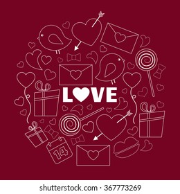 Happy Valentines Day card vector illustration. Love theme. Vector background