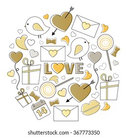 Happy Valentines Day card vector illustration. Love theme. Vector background