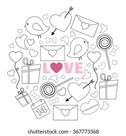 Happy Valentines Day card vector illustration. Love theme. Vector background