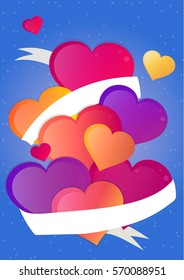 Happy valentines day card. Vector illustration. blue background With candy Hearts. Be my Valentine. I love you