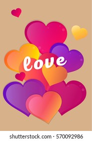 Happy valentines day card. Vector illustration. candy Hearts. I love you