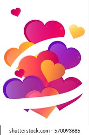 Happy valentines day card. Vector illustration. candy Hearts. I love you