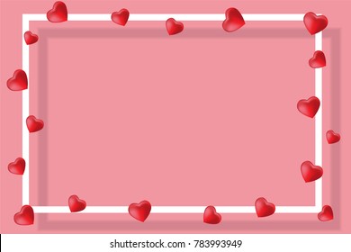 
Happy Valentines Day card. Vector illustration background with two hearts, pink and rad color
