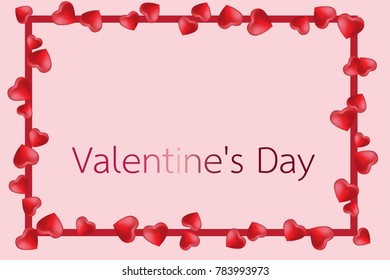 
Happy Valentines Day card. Vector illustration background with two hearts, pink and rad color
