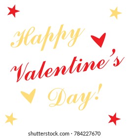 happy Valentines day card vector with hearts and stars