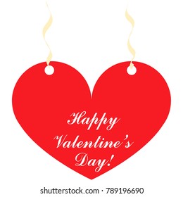 happy Valentines day card vector with red heart