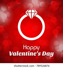 Happy Valentine's day card vector with red background