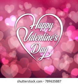 Happy Valentine's day card vector with pink background