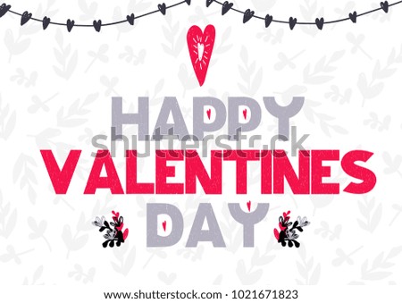 Happy Valentines Day card. Vector illustration in scandinavian style