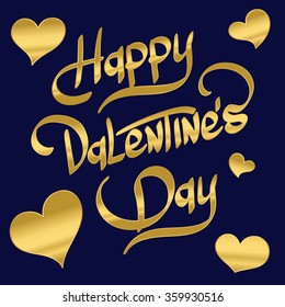 Happy Valentine's Day Card. Vintage lettering with symbol of heart. Vector illustration.