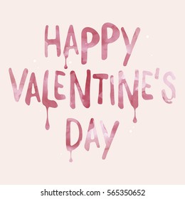 Happy Valentine's Day card with watercolor effect