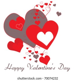 happy Valentine's Day card whit red hearts