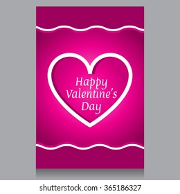 Happy Valentine's day card.Pink heart.Design element for websites.Design concept for invitation, greeting cards.Isolated on white background.