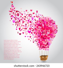 happy valentines day cards with air balloon.Vector
