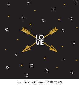 Happy valentines day cards with  arrow. Vectror eps10 illustrations and typography elements.  Valentine`s day set. I love you vector icon. 14 february. 