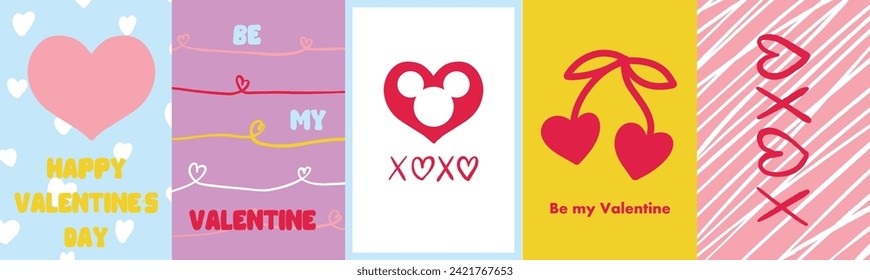 Feliz colección de tarjetas de San Valentín para imprimir y regalos. Elementos vectores para el diseño creativo