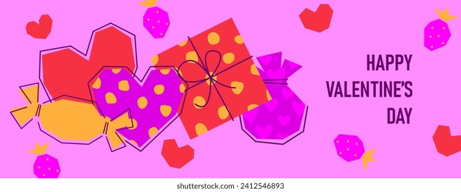 Happy Valentine's Day cards, covers, gifts. Bright colorful  holiday designs. Romantic elegant greetings.