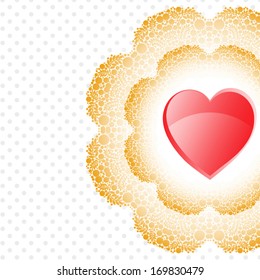 happy valentines day cards with flower round lace ornaments, hearts, red
