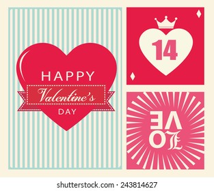 Happy valentines day cards with hearts