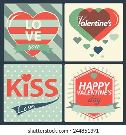 Happy valentines day cards with hearts