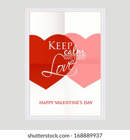 Happy valentines day cards with ornaments, hearts, ribbon, angel and arrow/ All you need is love. Love will not wait.