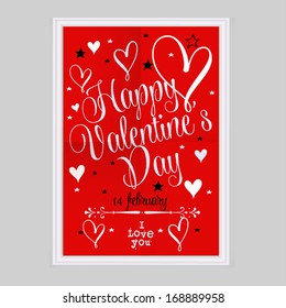 Happy valentines day cards with ornaments, hearts, ribbon, angel and arrow/ All you need is love. Love will not wait.