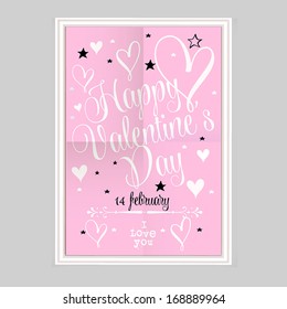 Happy valentines day cards with ornaments, hearts, ribbon, angel and arrow/ All you need is love. Love will not wait.
