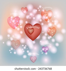 Happy valentines day cards with ornaments, hearts, ribbon, angel and arrow/ All you need is love