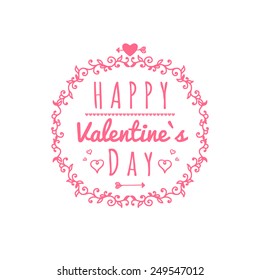 Happy Valentines day cards with ornaments, hearts, frame. typography vector