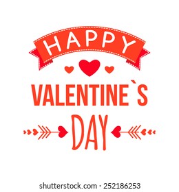 Happy Valentines day cards with ornaments, hearts, arrows,  frame. typography vector