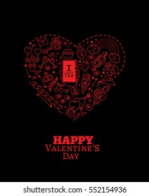 happy valentines day cards with ornaments hearts