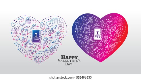 happy valentines day cards with ornaments hearts