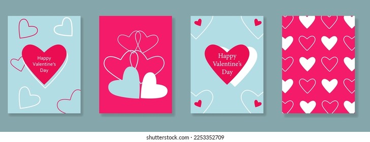 Happy Valentines Day cards set. Design template for advertising, web, social media, stories templates